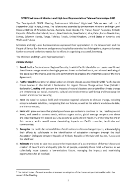 Environment ministers communique