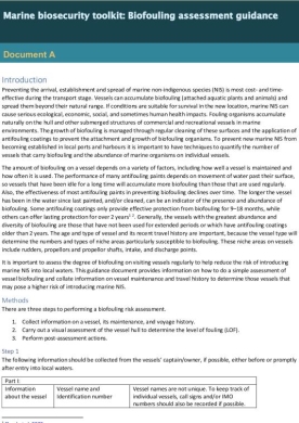 Biofouling assessment guidance 